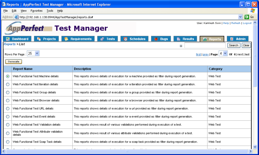 Cloud Hosted testing : Test Manager reports view