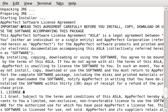 AppPerfect Software license agreement