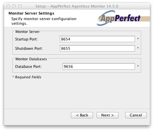 AppPerfect service settings