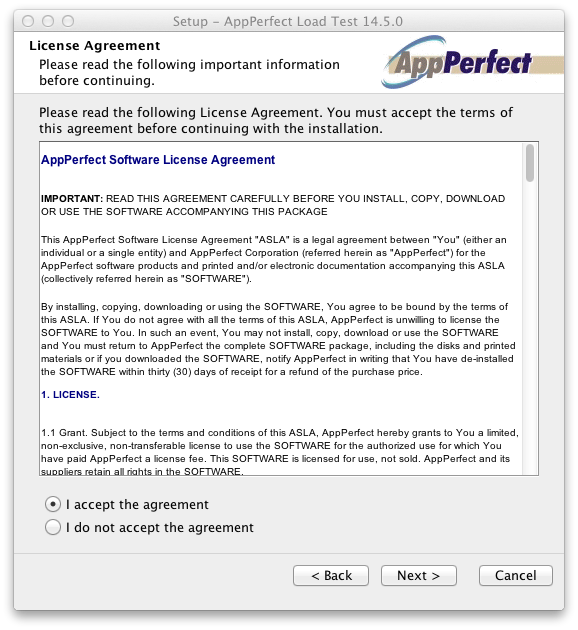 AppPerfect Software license agreement