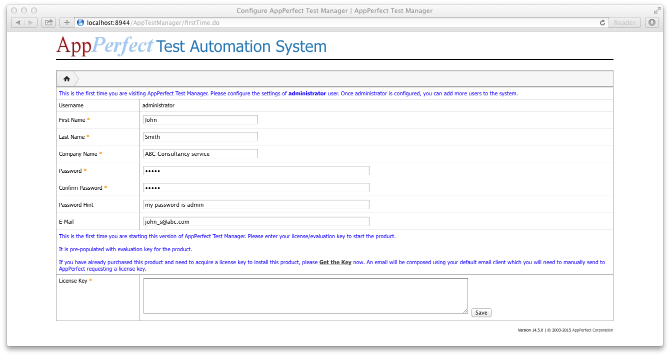 AppPerfect configure license