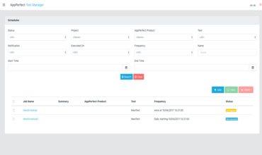 AppPerfect Test Automation : Schedules