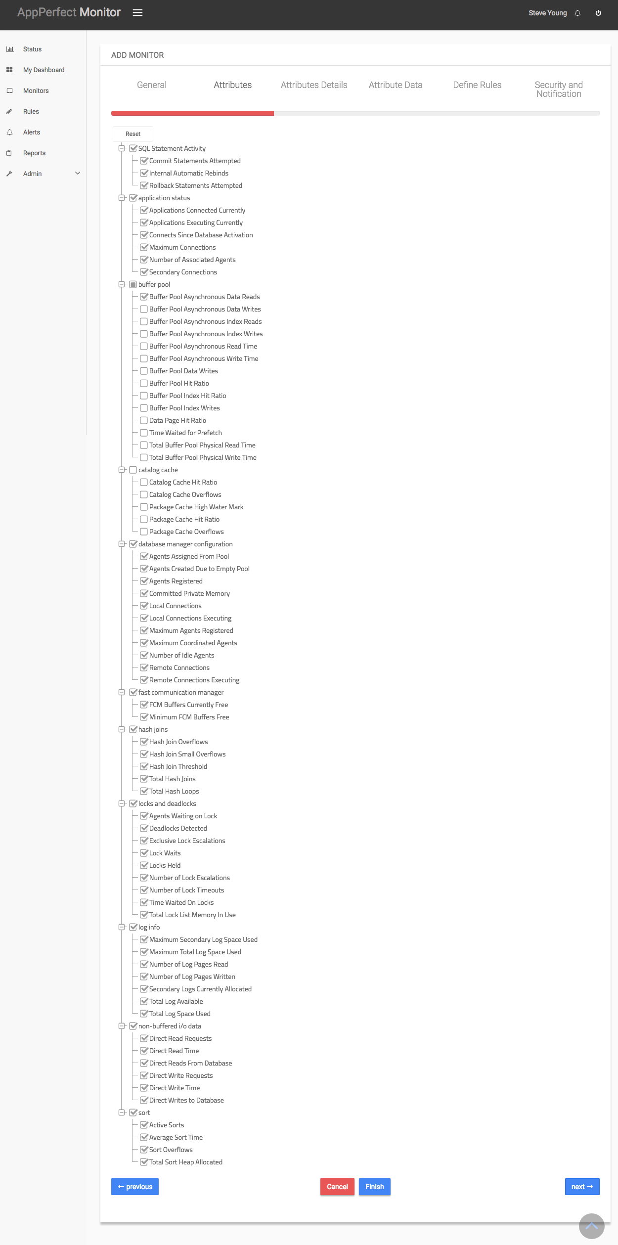 Database Monitoring : Select Attributes