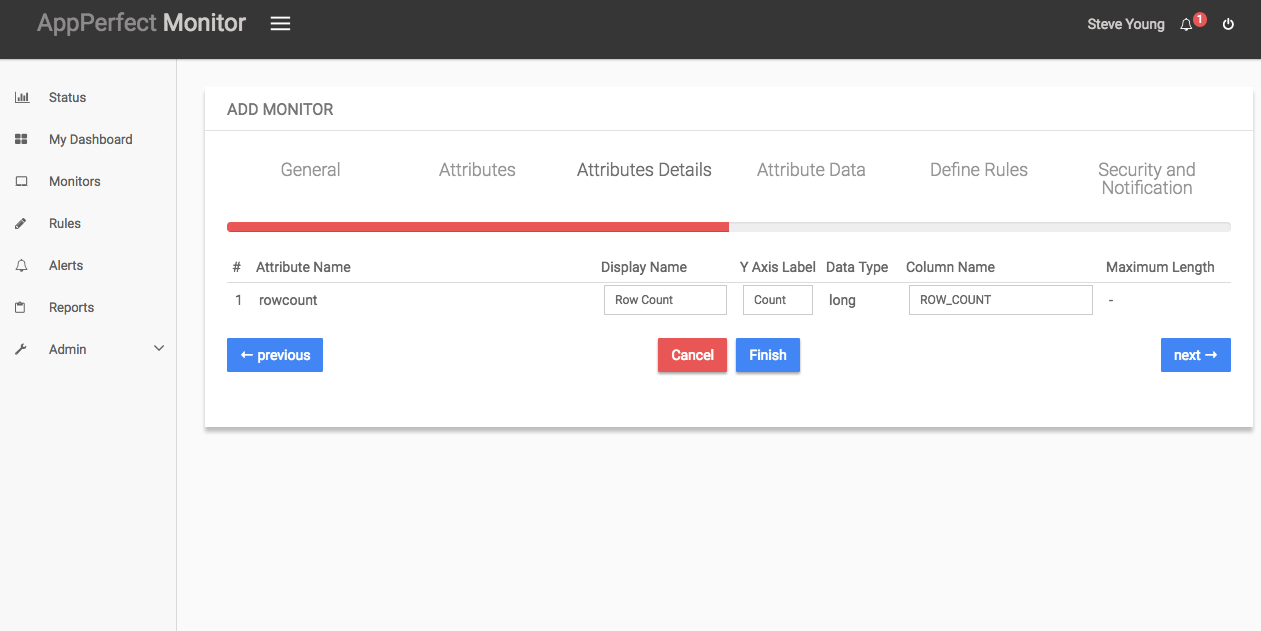 Database Monitoring : Attribute Details