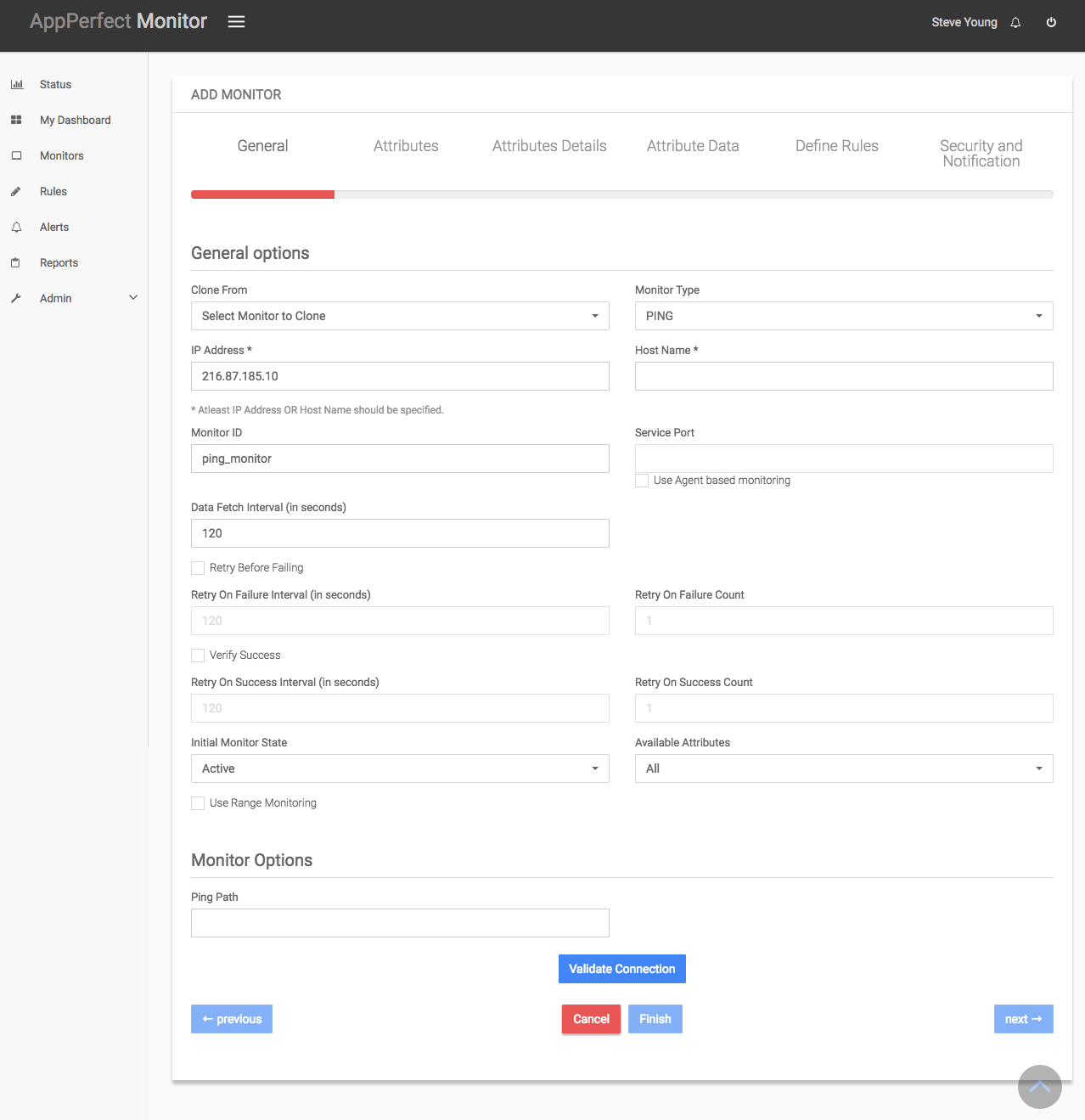 Ping  Monitoring : Add Ping Monitor