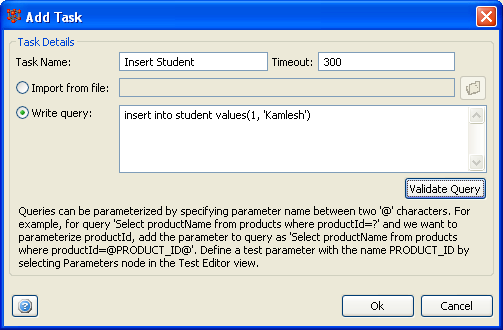 Database Load Testing : Add Database Task