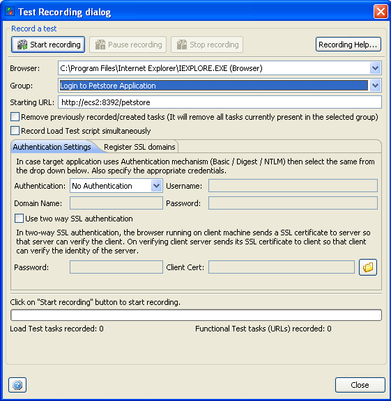 Web Functional Testing : Recording Test Scripts