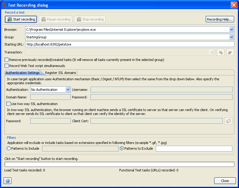 Website Load Testing : Recording Test Scripts