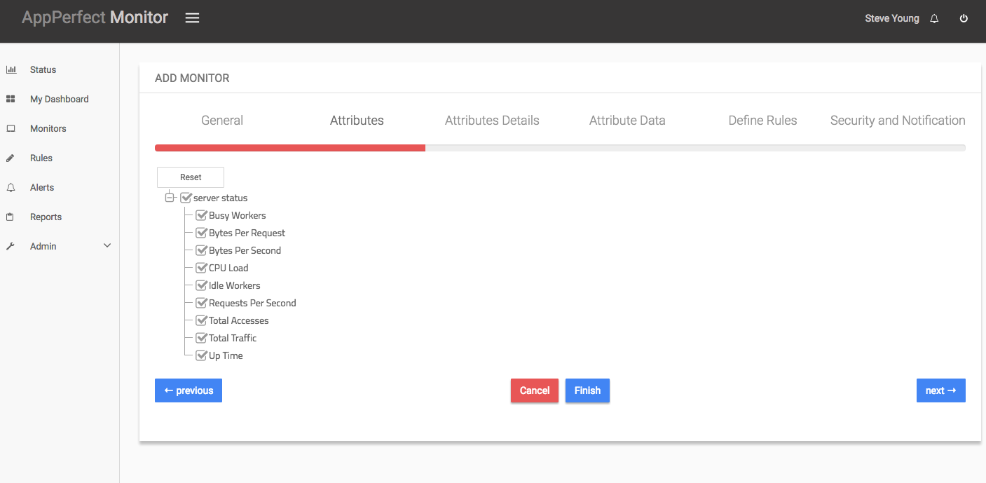 Web Server Monitoring : Select Attributes