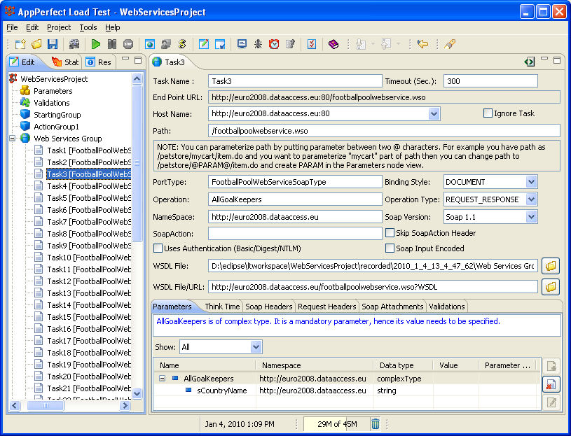 Web Services Load Testing : Editor View